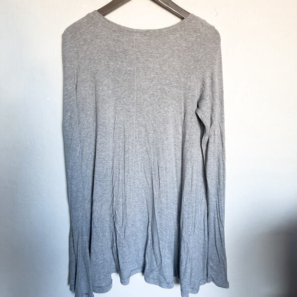 Free People Scoop Swing Tunic Ribbed Grey Long Sleeve Stretch Jersey - Picture 7 of 7
